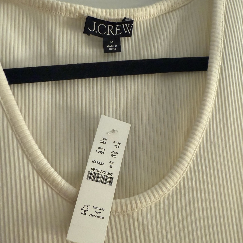 J. Crew Cream Ribbed Crewneck Sweater